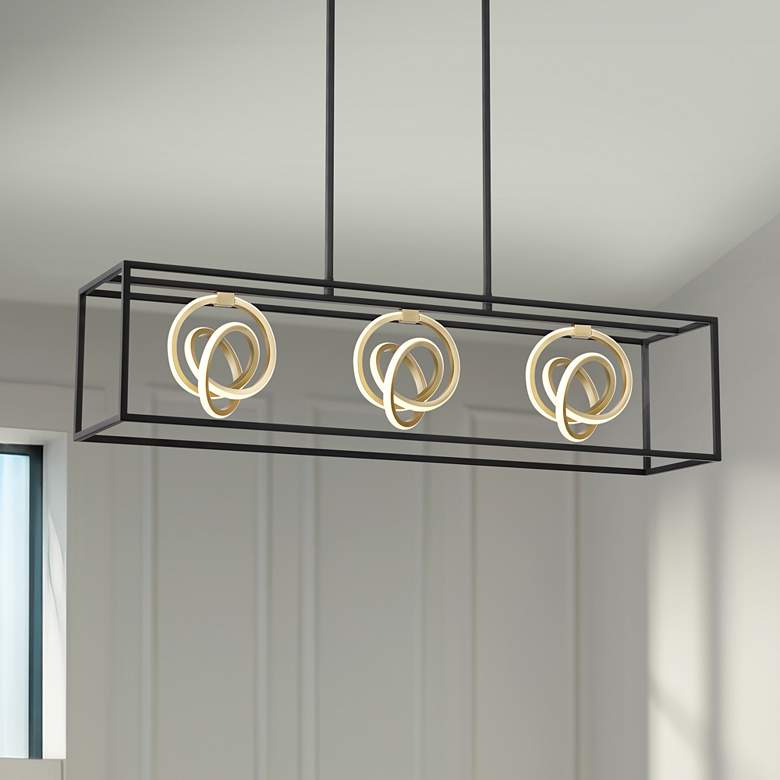 Image 2 Possini Euro Christy 35 1/2" Black Gold 3-Light LED Island Pendant