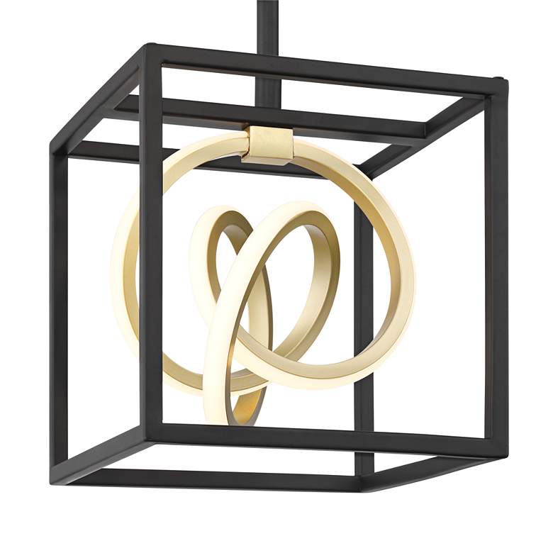 Image 3 Possini Euro Christy 8" Wide Black Gold 3-Light LED Mini-Pendant more views