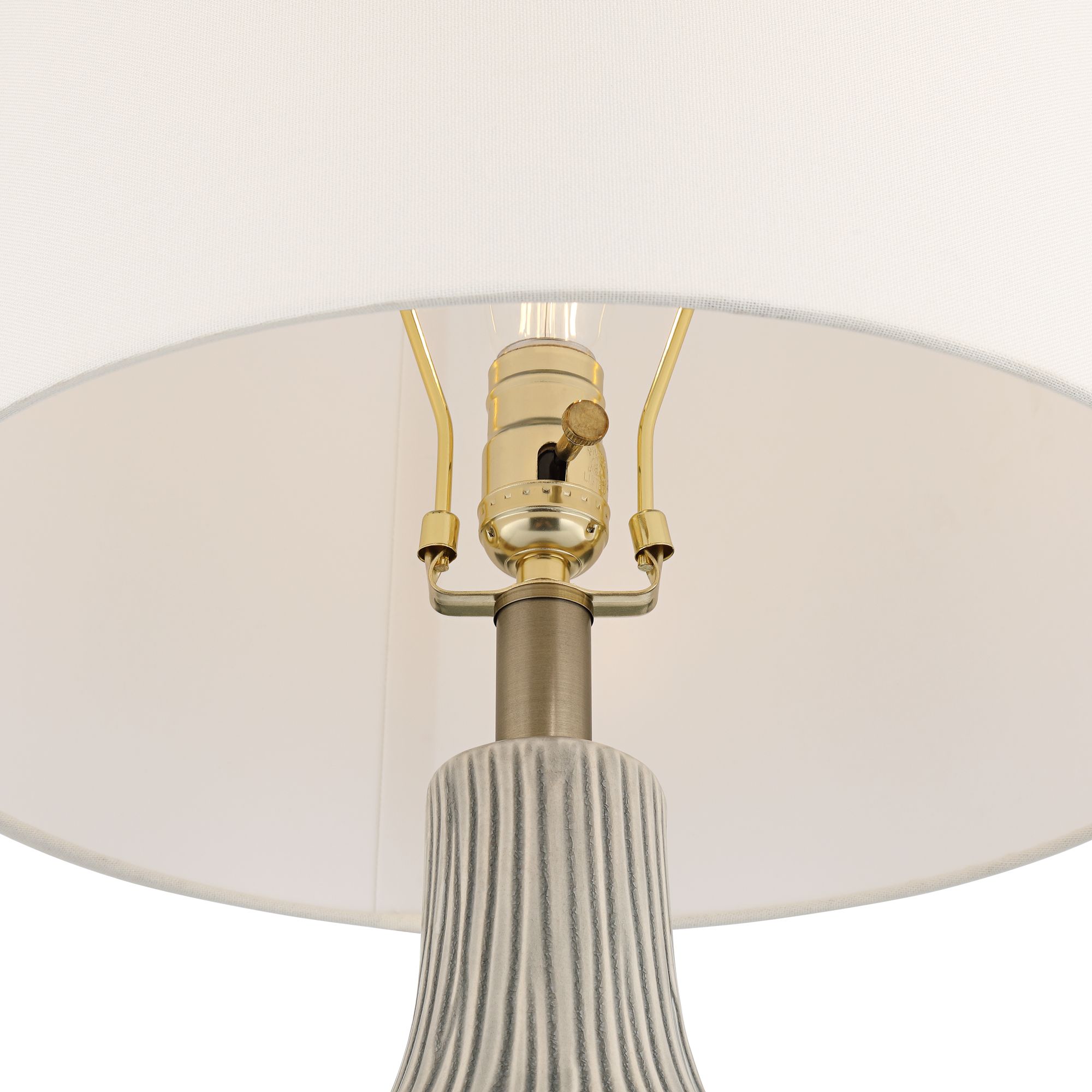 Image 5 Possini Euro Chromati 25 1/2" High Gray Striped Ceramic Table Lamp more views