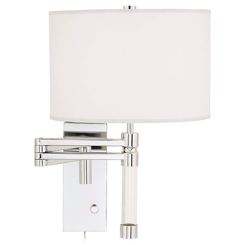 Image 1 Possini Euro Chrome Plug-In Swing Arm Wall Lamp