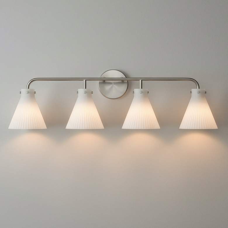Image 1 Possini Euro Cielo 33" Wide Brushed Nickel 4-Light Bath Light