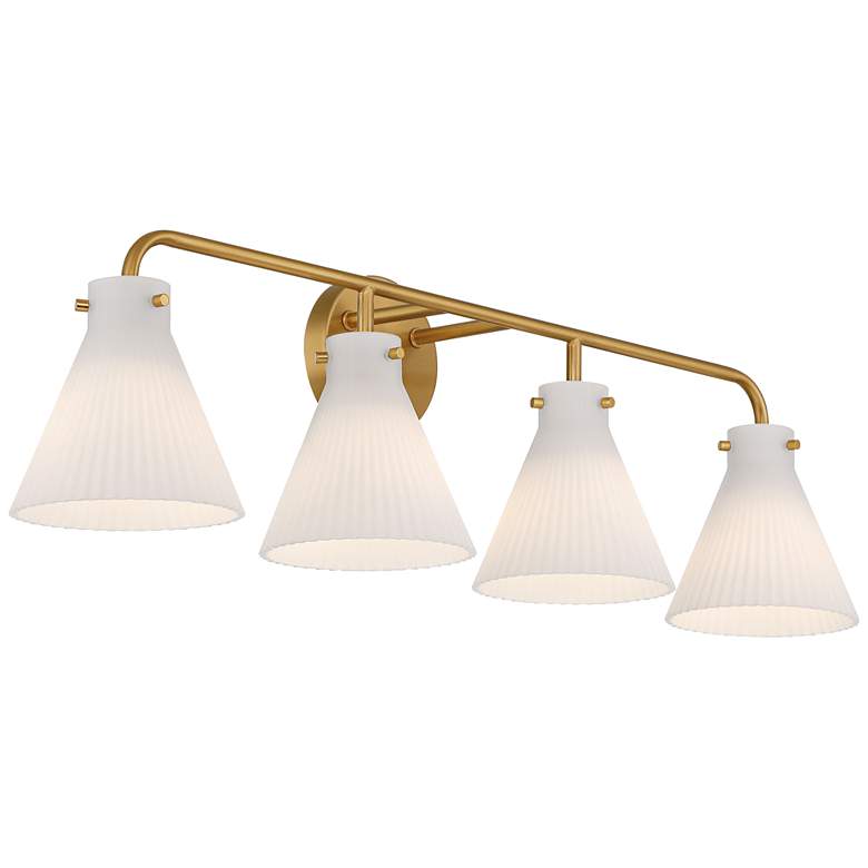 Image 7 Possini Euro Cielo 33" Wide Warm Brass 4-Light Bath Light more views