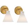 1_Possini Euro Cielo 9" High Warm Brass Wall Sconce Set of 2