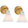 Possini Euro Cielo 9" High Warm Brass Wall Sconce Set of 2