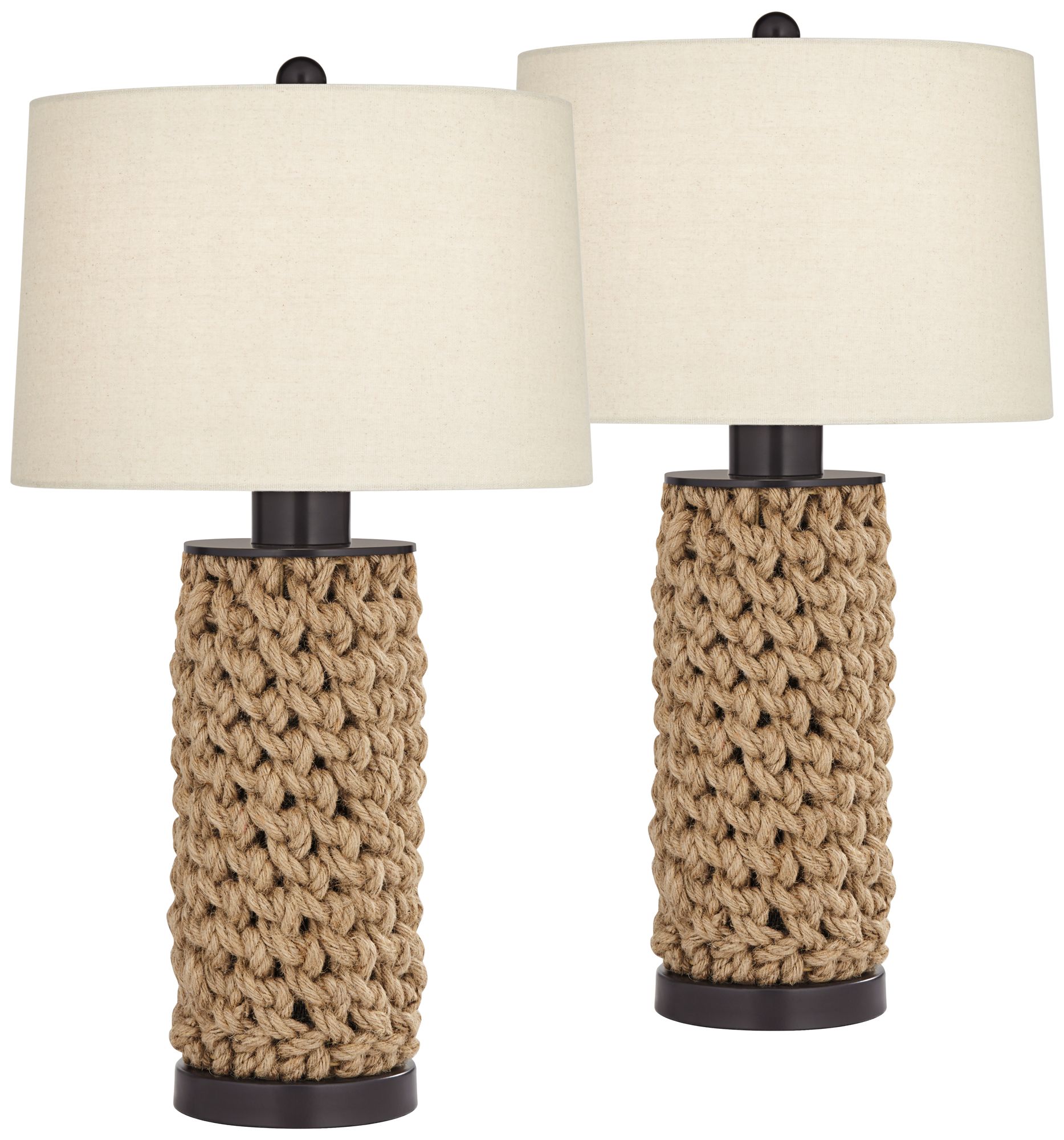Image 2 Possini Euro Ciera Natural Bronze and Rope Wrapped Table Lamps Set of 2