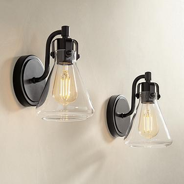 Possini Euro Cindy 8 1/2" High Bronze Beaker Wall Sconce Set of 2