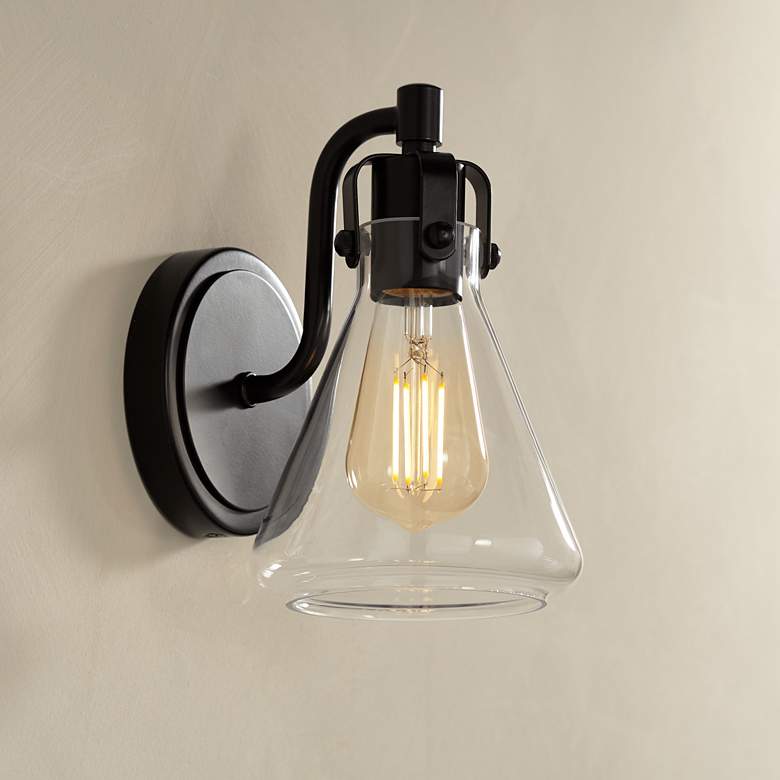 Image 1 Possini Euro Cindy 8 1/2" High Bronze Beaker Wall Sconce