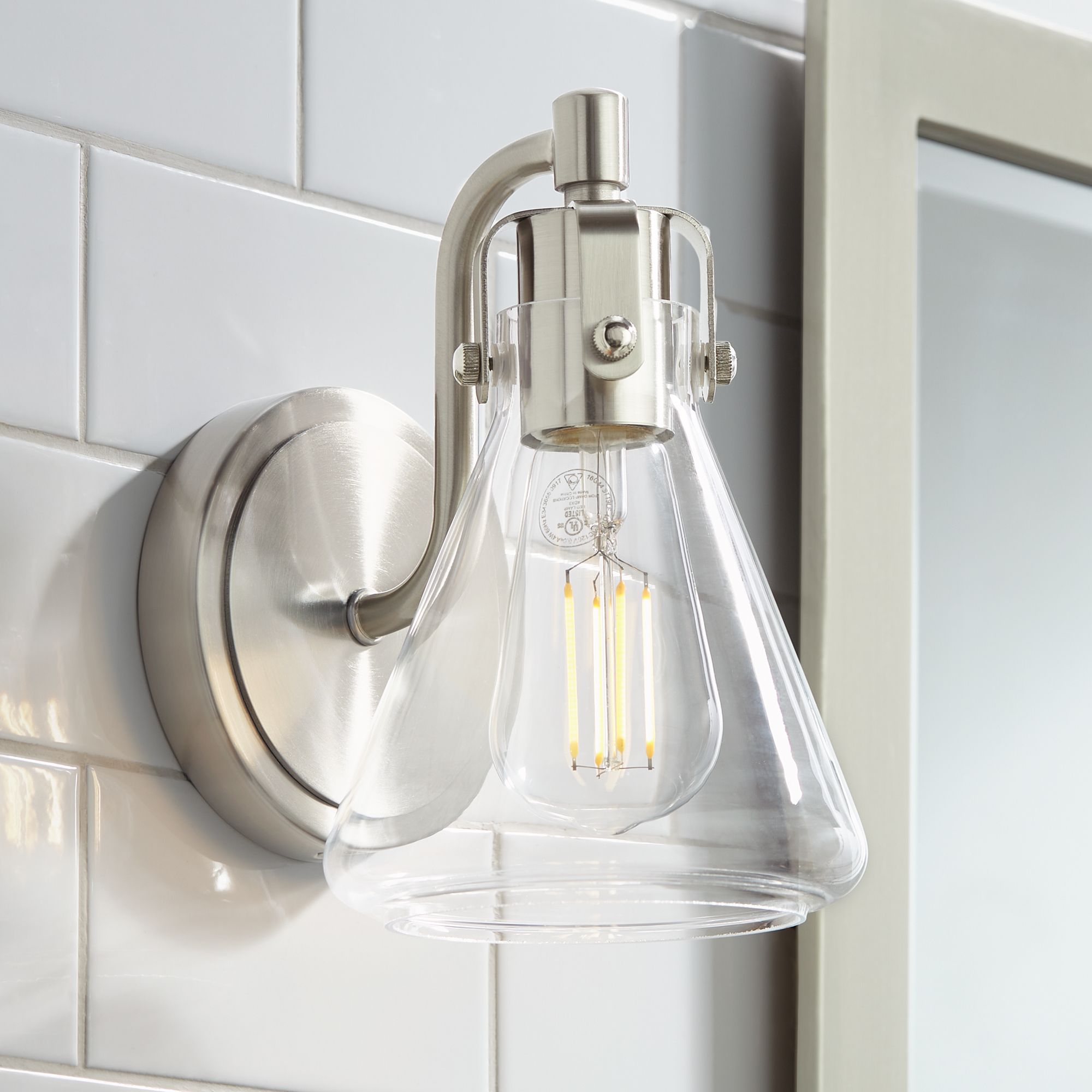 Possini Euro Cindy 8 1/2" High Brushed Nickel Beaker Wall Sconce