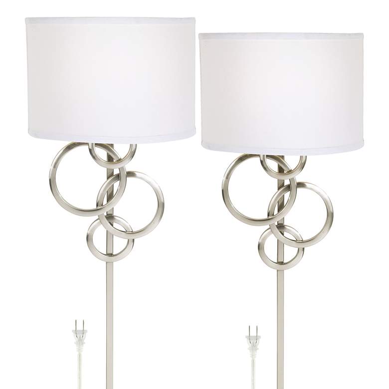 Image 2 Possini Euro Circles 18" Nickel Plug-In Sconces with Smart Sockets