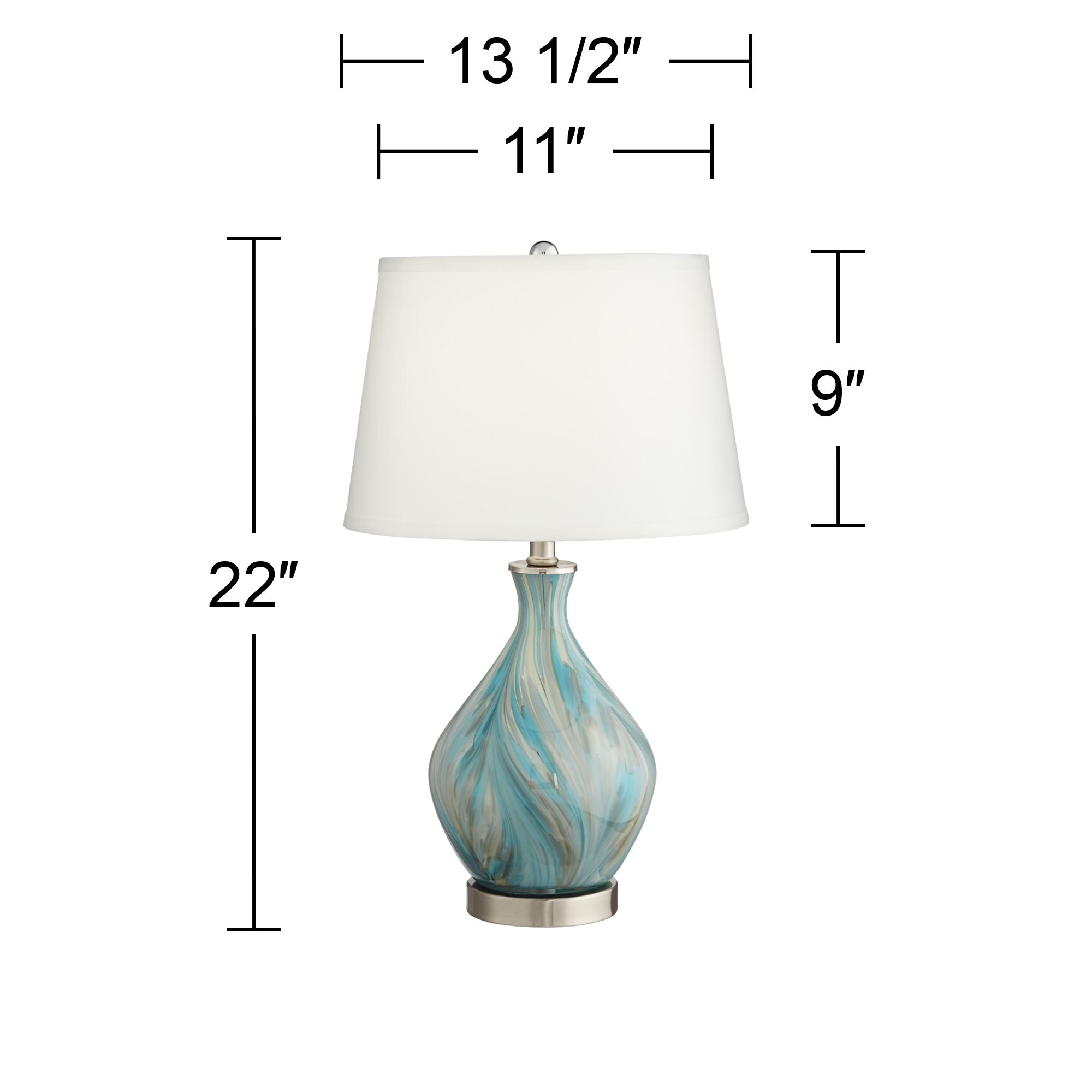 Possini Euro Cirrus 22" High Blue Gray Art Glass Table Lamp