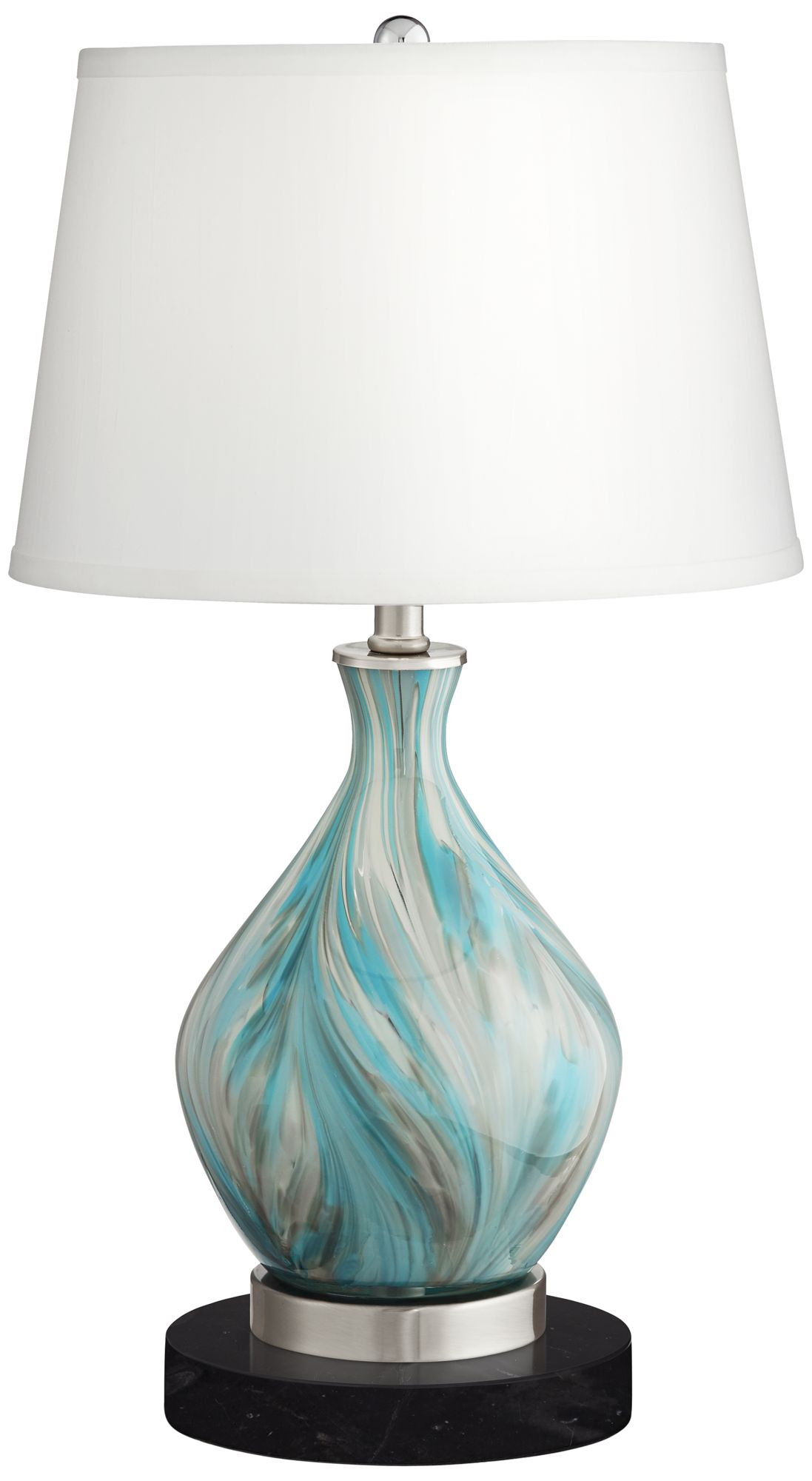 Possini Euro Cirrus 22" High Vase Table Lamp with Black Marble Riser