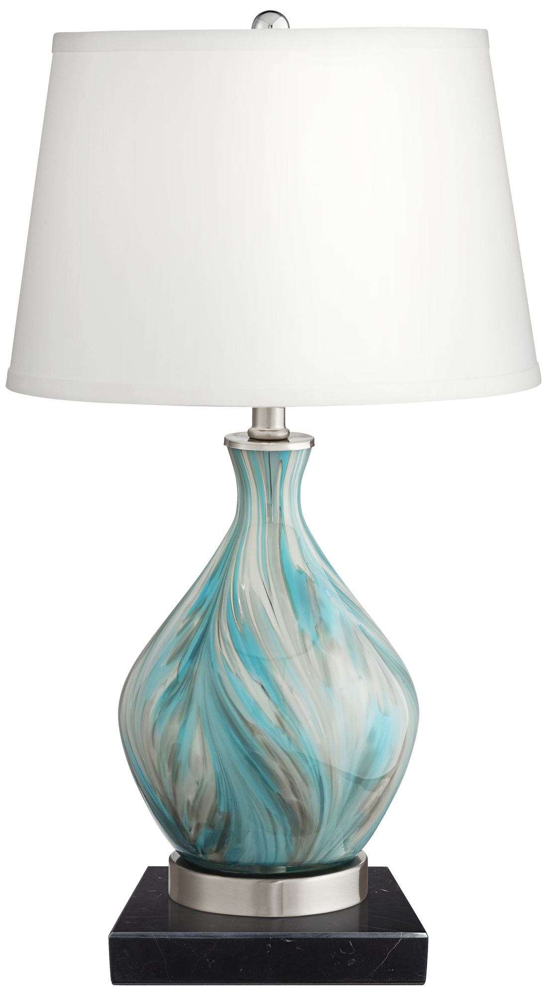 Possini Euro Cirrus 22" Vase Table Lamp with Square Black Marble Riser