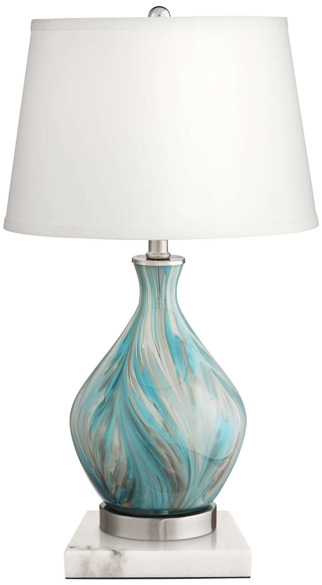 Possini Euro Cirrus 22" Vase Table Lamp with Square White Marble Riser