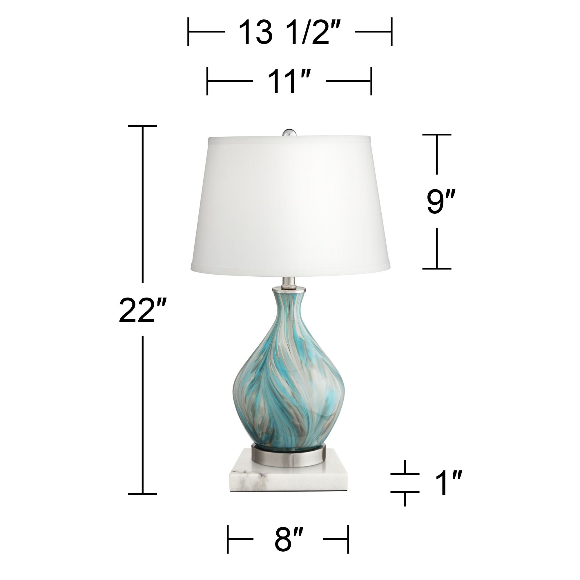 Image 7 Possini Euro Cirrus 22" Vase Table Lamp with Square White Marble Riser more views
