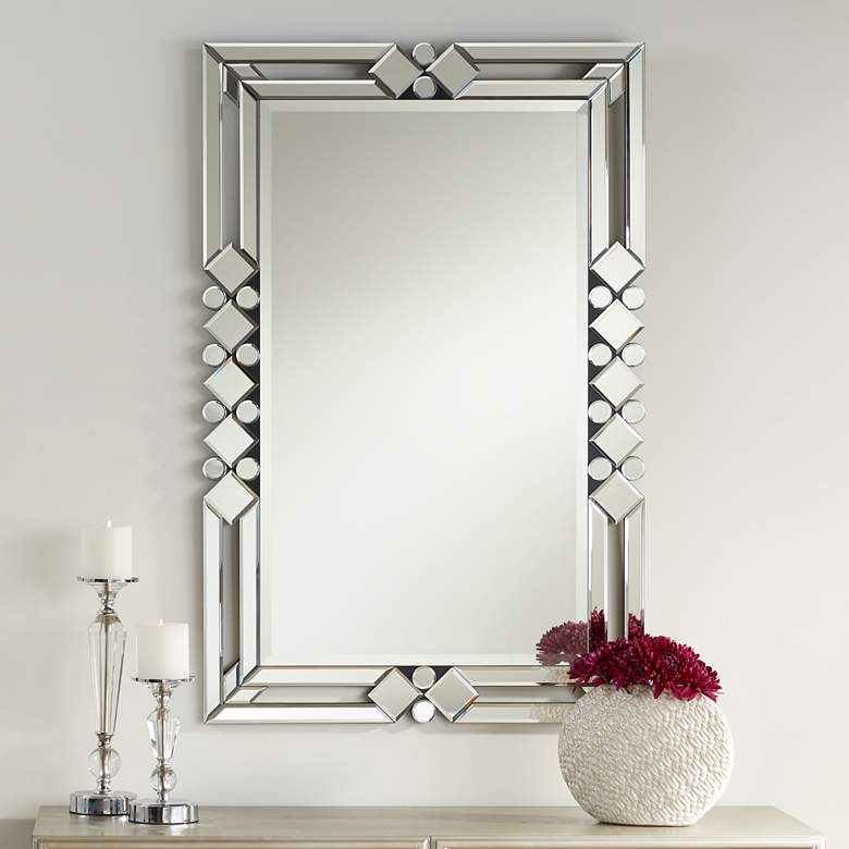 Image 1 Possini Euro Clafia Clear Diamond 26" x 40" Wall Mirror