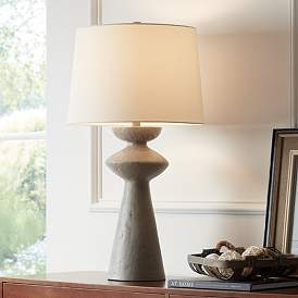 Image2 of Possini Euro Claire 30" White and Grey Sculptural Modern Table Lamp