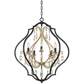 Image2 of Possini Euro Clara 26 1/2" Wide Black and Soft Gold 5-Light Chandelier
