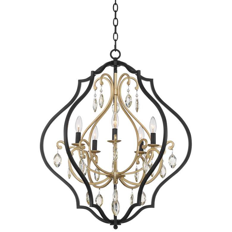 Image 2 Possini Euro Clara 26 1/2 inch Wide Black and Soft Gold 5-Light Chandelier