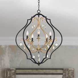 Image1 of Possini Euro Clara 26 1/2" Wide Black and Soft Gold 5-Light Chandelier