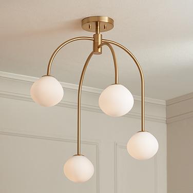 Possini Euro Clara 26" Wide Warm Brass 4-Light Ceiling Light