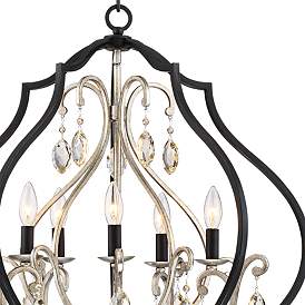Image4 of Possini Euro Clara 27" Black and Antique Silver 5-Light Chandelier more views