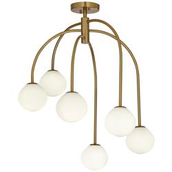 Possini Euro Clara 27" Wide Warm Brass 6-Light Ceiling Light