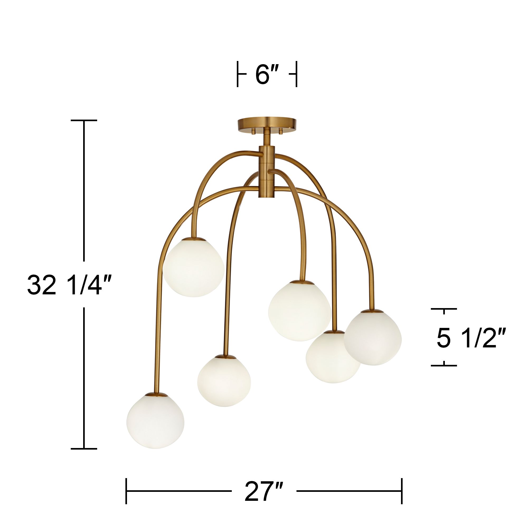 Possini Euro Clara 27" Wide Warm Brass 6-Light Ceiling Light