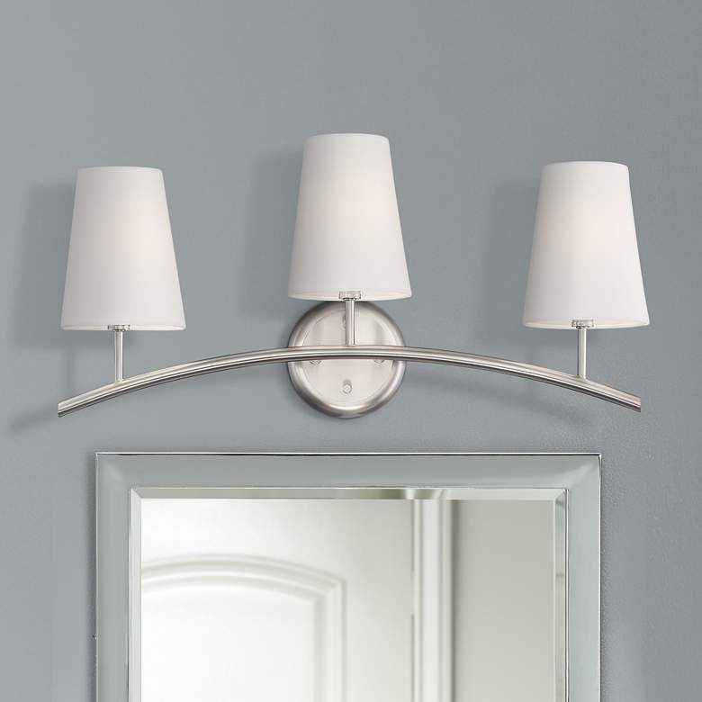 Image 1 Possini Euro Clarabelle 24 inch Wide 3-Light Brushed Nickel Bath Light