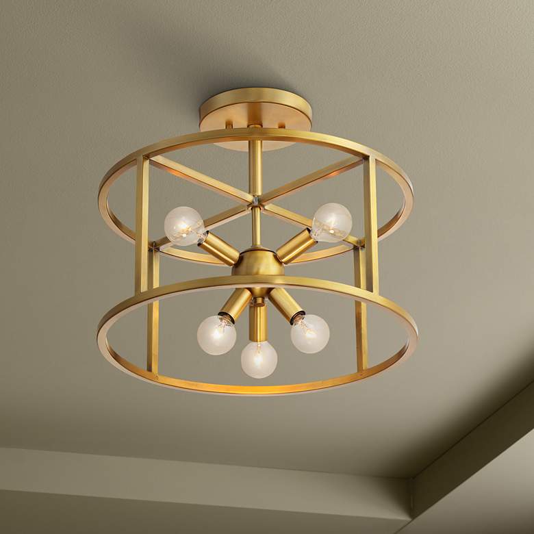 Image 1 Possini Euro Clarice 16" Wide Warm Brass Ceiling Light