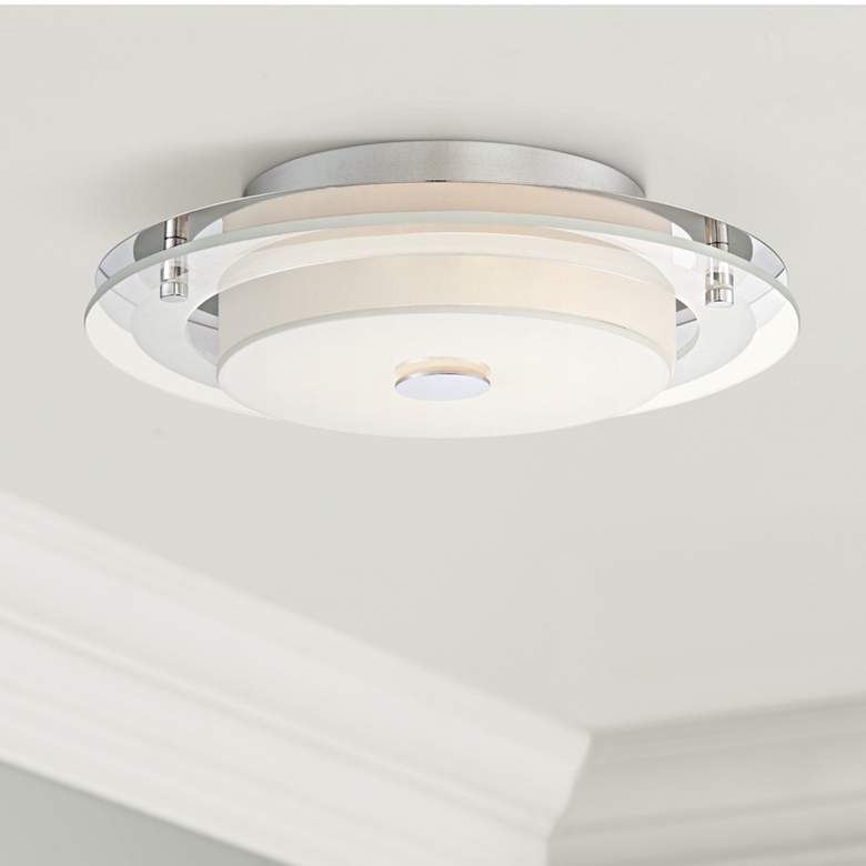 Image 1 Possini Euro Clarival 12 1/2 inch Wide Chrome LED Ceiling Light