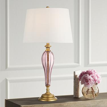 Possini Euro Clarrissa 31 1/2" High Fluted Vase Pink Glass Table Lamp