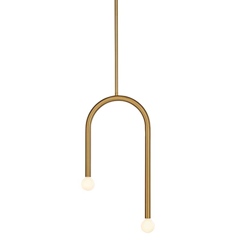 Image 2 Possini Euro Claudelle 8 3/4" Wide Warm Brass 2-Light Mini Pendant