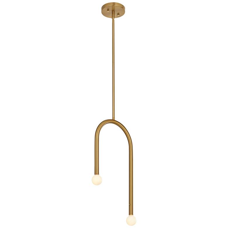 Image 6 Possini Euro Claudelle 8 3/4" Wide Warm Brass 2-Light Mini Pendant more views