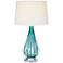 Possini Euro Claudette 28" High Modern Turquoise Glass Table Lamp