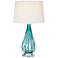 Possini Euro Claudette 28" High Modern Turquoise Glass Table Lamp