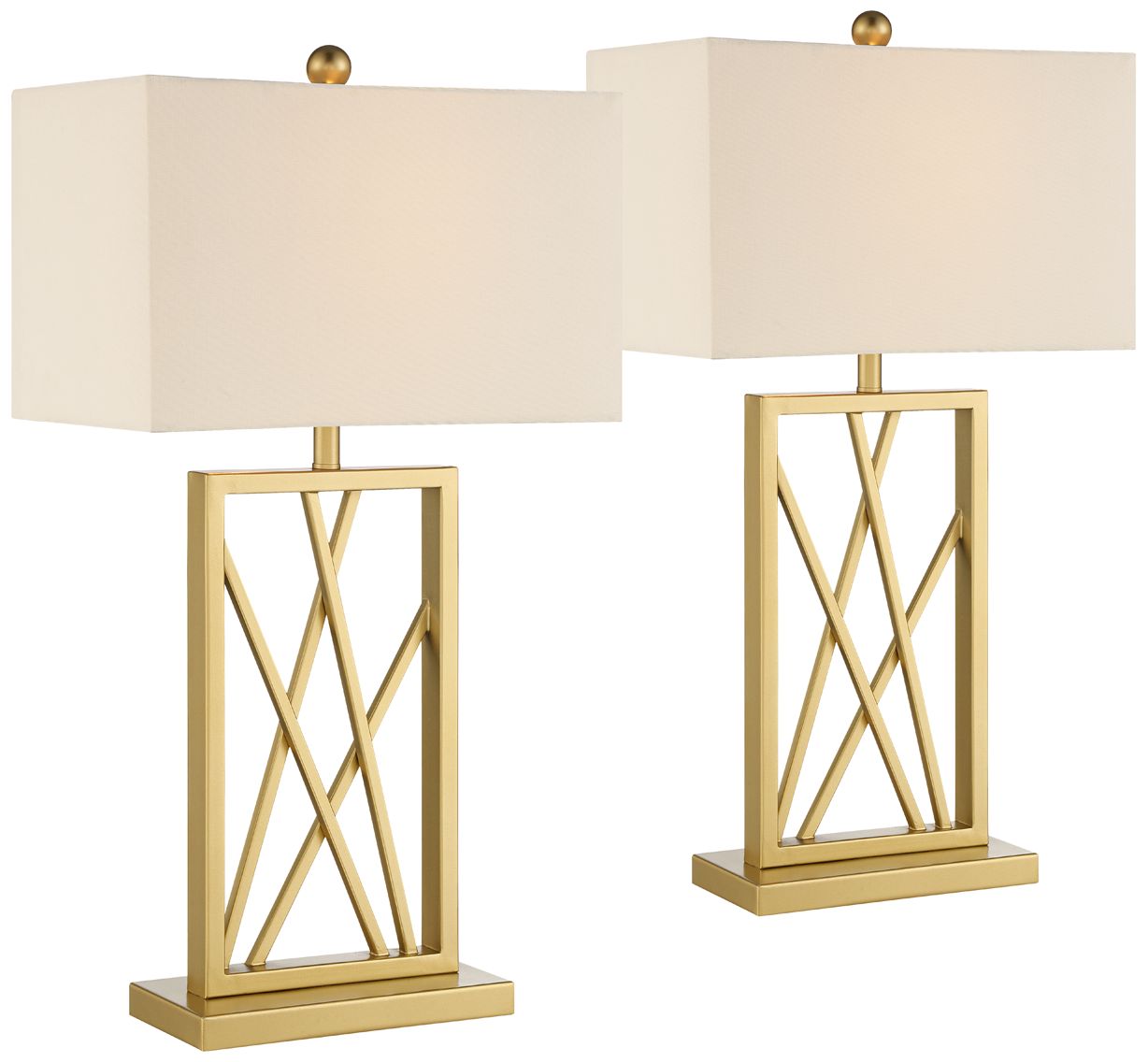 Image 2 Possini Euro Claudia Gold Open Metal Base Table Lamps Set of 2