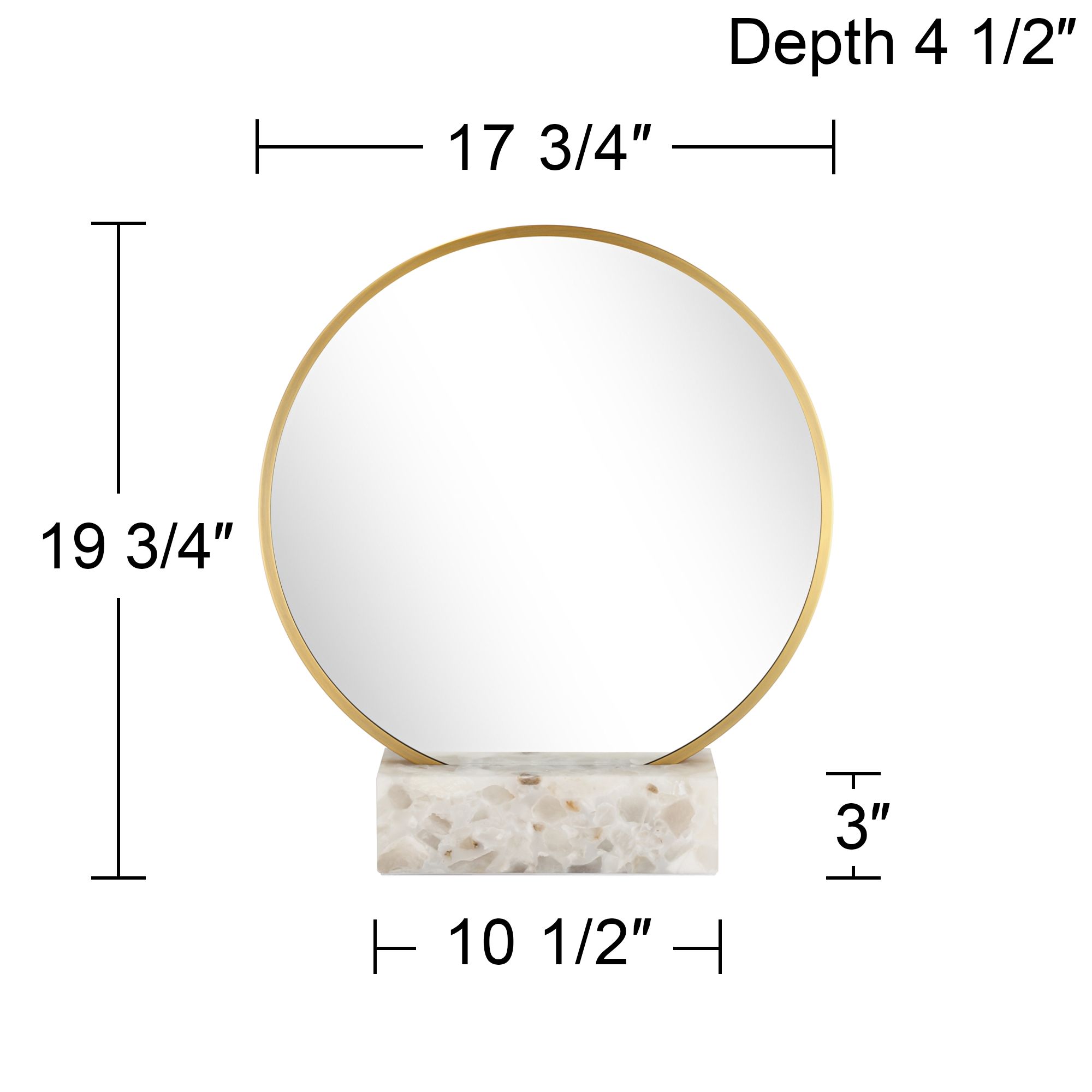 Possini Euro Clavel 19 3/4"H Gold Tabletop Mirror with Marble Pedestal in scene