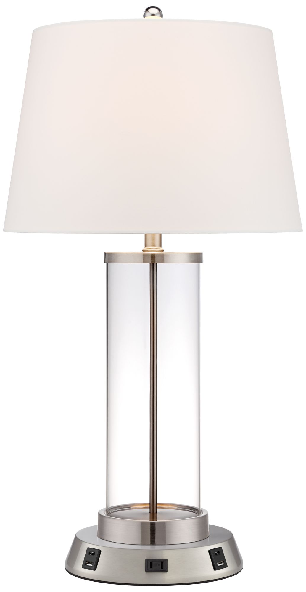Image 2 Possini Euro Clear Glass Fillable Table Lamp with USB Workstation Base