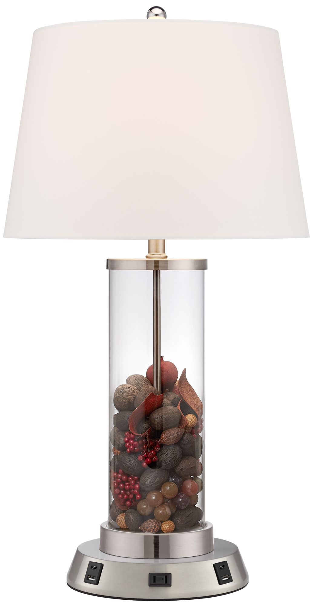Image 3 Possini Euro Clear Glass Fillable Table Lamp with USB Workstation Base more views