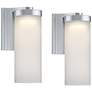 Possini Euro Cleo 10 1/2" High Silver LED Outdoor Wall Lights Set of 2