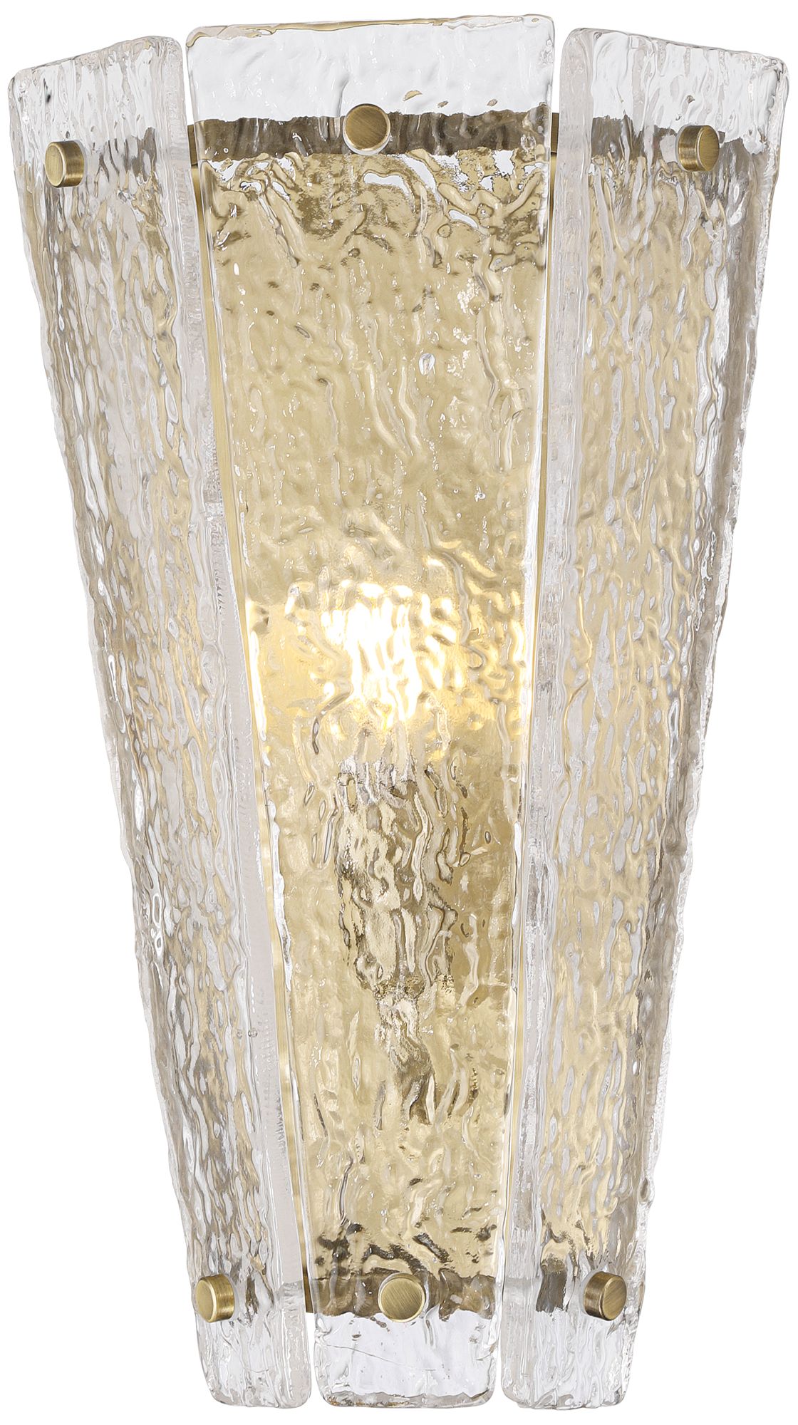 Possini Euro Cleo 14" High Antique Brass and Clear Glass Wall Sconce