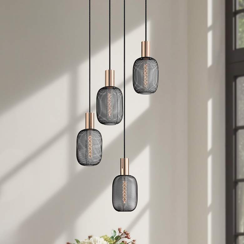 Image 1 Possini Euro Coburn 16 1/2" Wide Modern Black Mesh Multi-Light Pendant