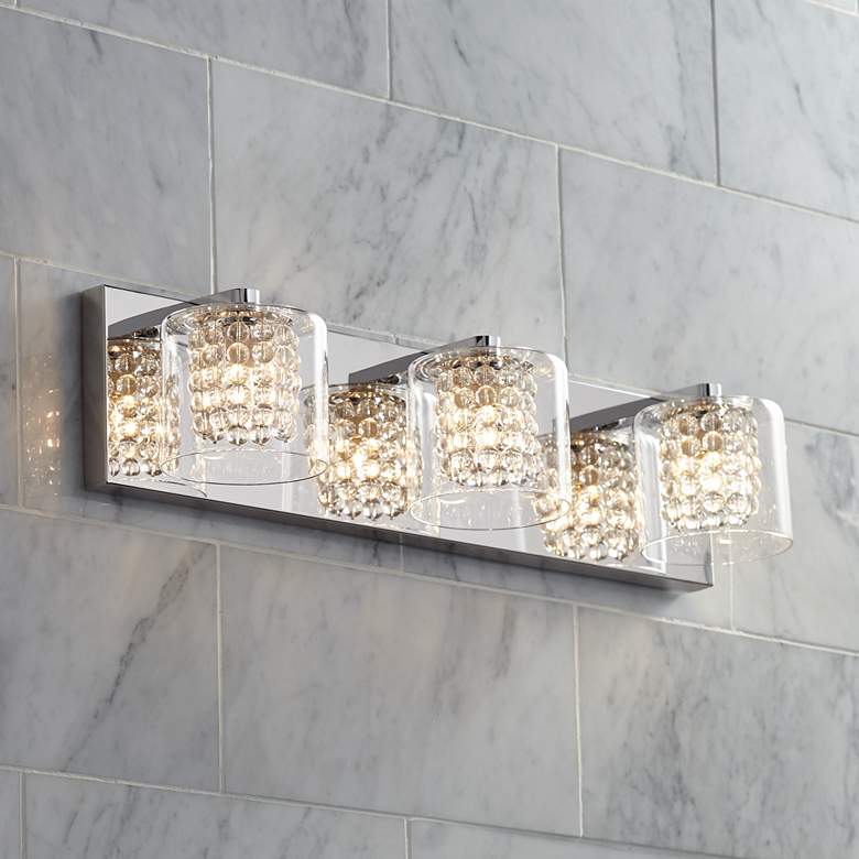 Image 1 Possini Euro Coco 20 1/2" Wide Chrome 3-Light LED Bath Light