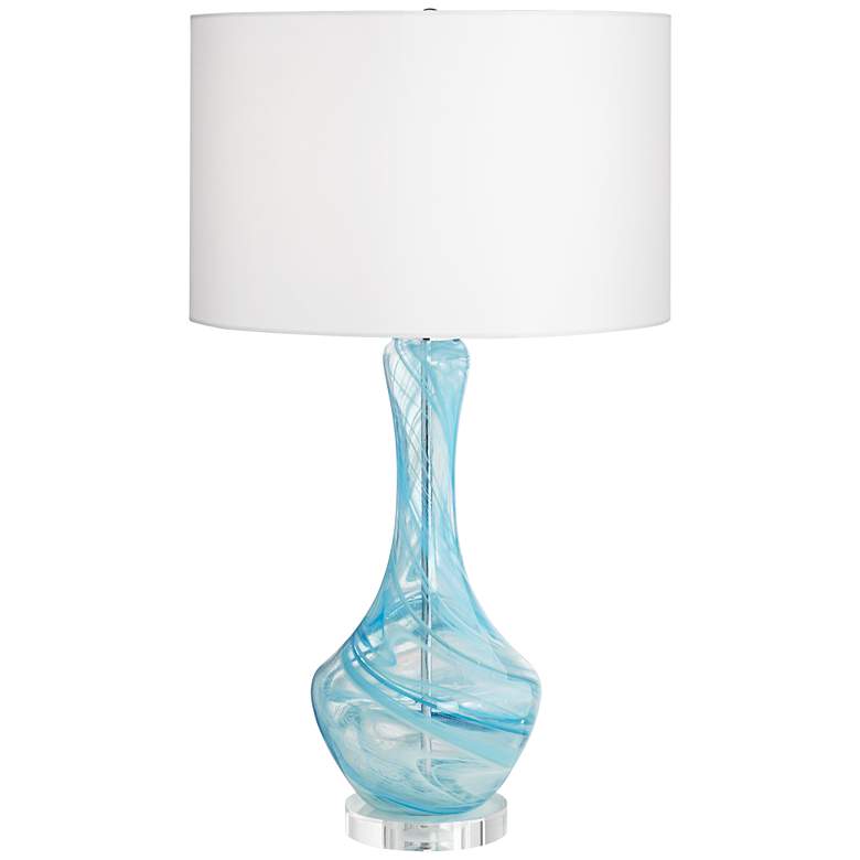 Image 2 Possini Euro Codie 28 1/2" Modern Blue Art Glass Gourd Table Lamp