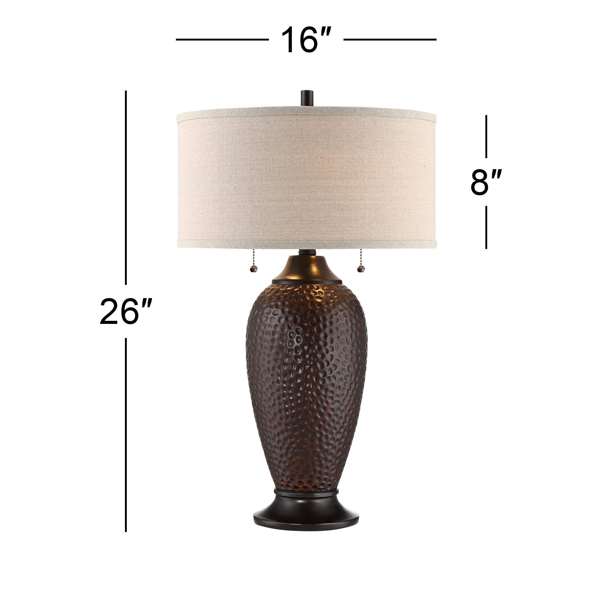 Possini Euro Cody 26" Hammered Bronze Lamps Set of 2 with Dimmers