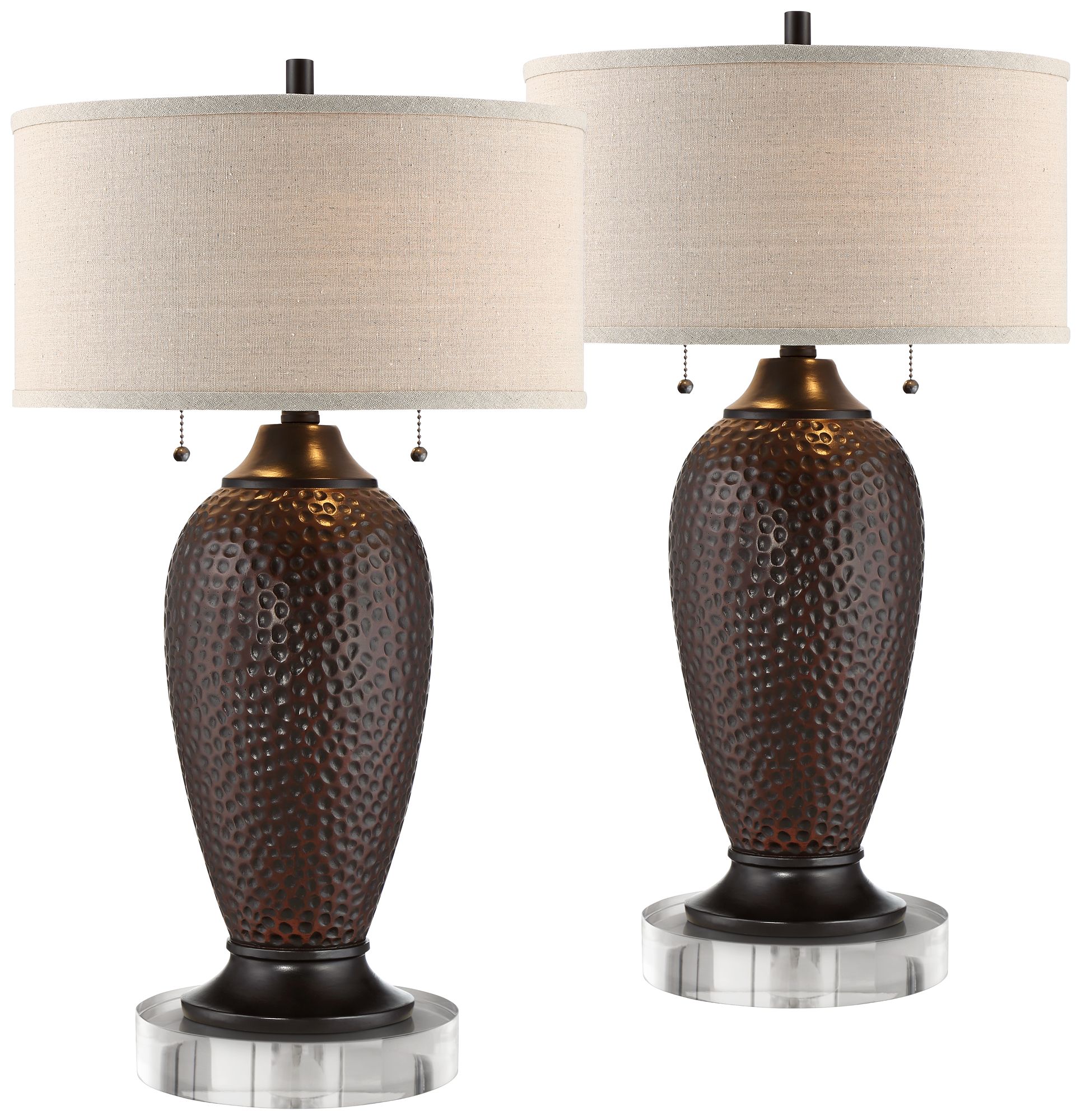 Possini Euro Cody 27 1/2" Bronze Table Lamps Set with Acrylic Risers
