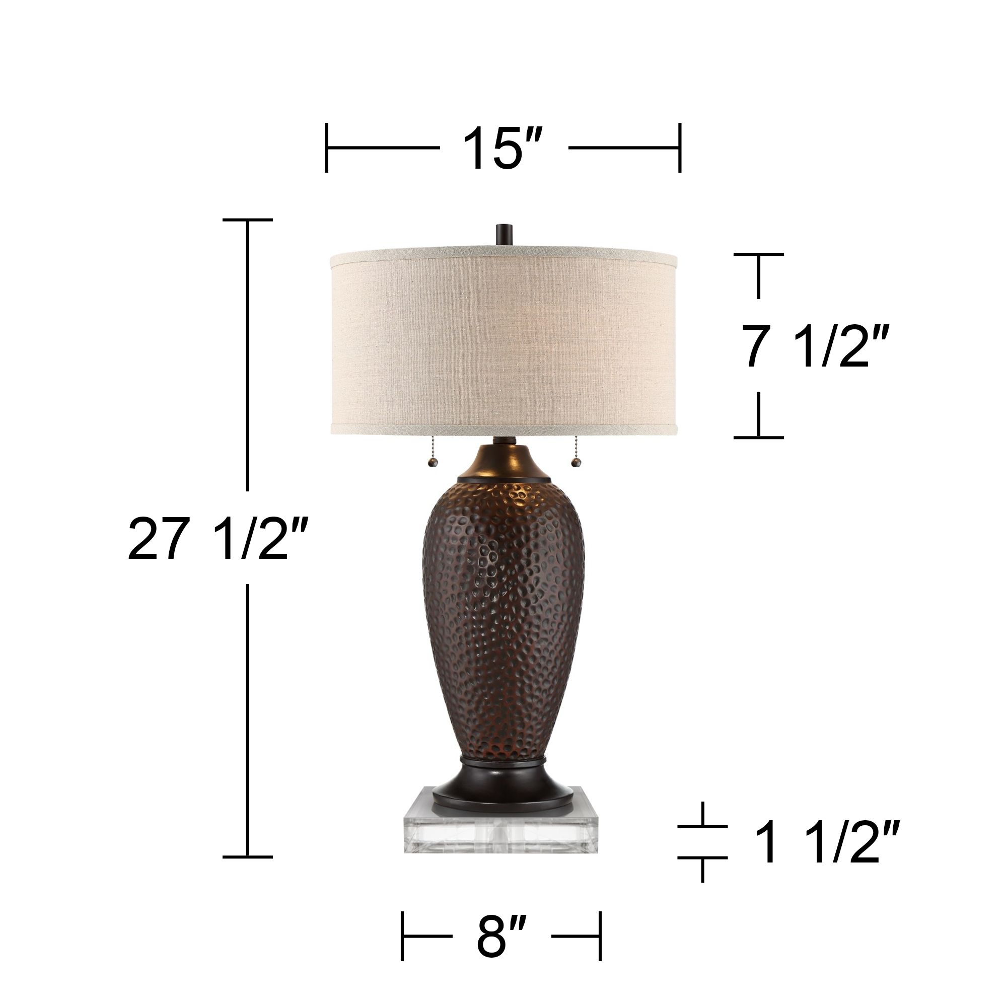 Image 5 Possini Euro Cody 27 1/2" Hammered Bronze Table Lamps with Risers more views