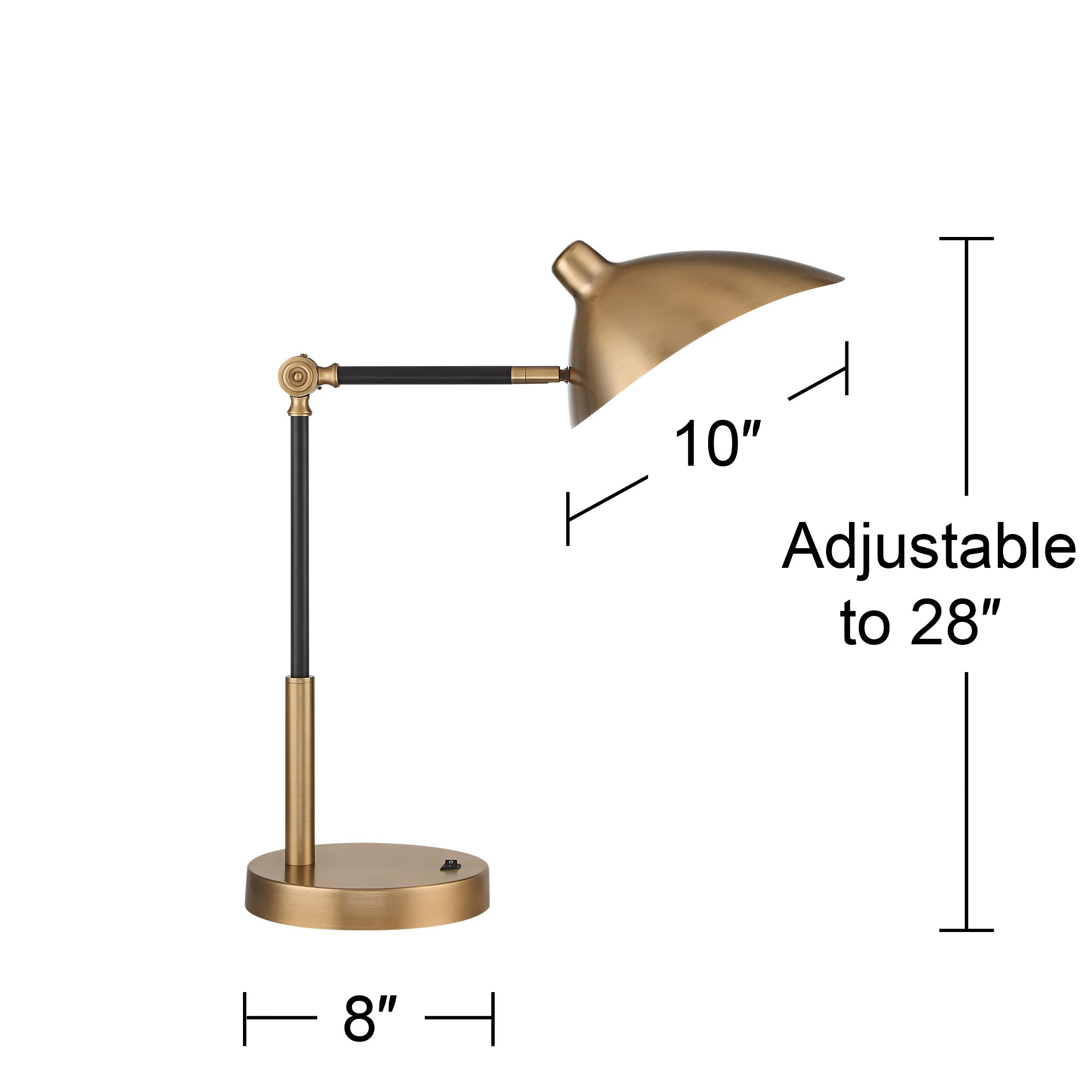 Possini Euro Colborne 28" Black Gold Mid-Century Modern USB Desk Lamp