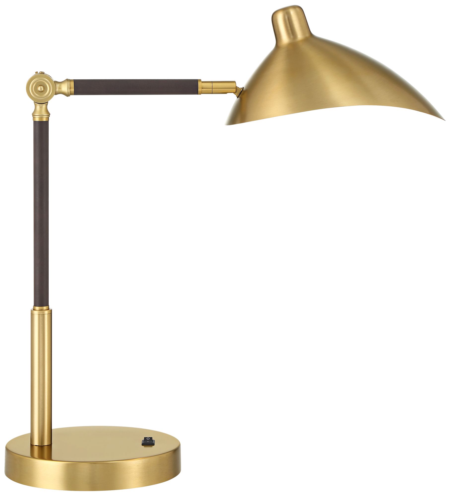 Image 2 Possini Euro Colborne 28" Leather Wrap Brass Mid-Century Desk Lamp