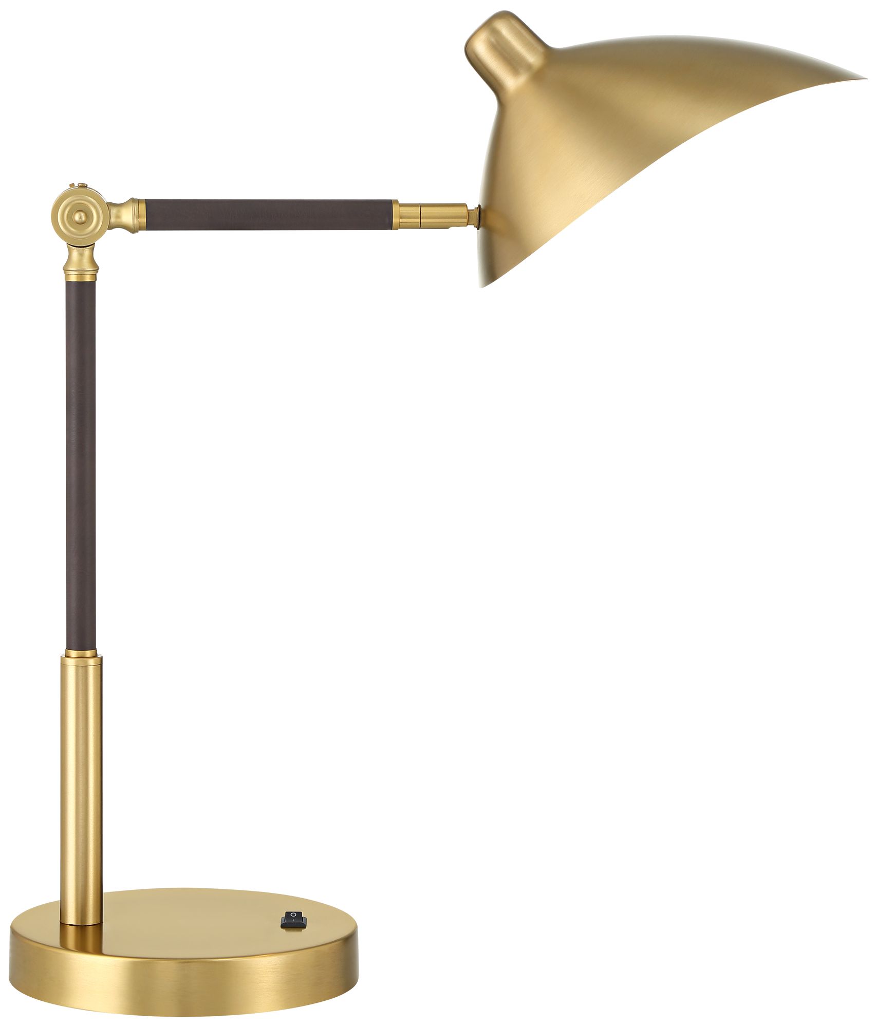 Possini Euro Colborne 28" Leather Wrap Brass Mid-Century Desk Lamp
